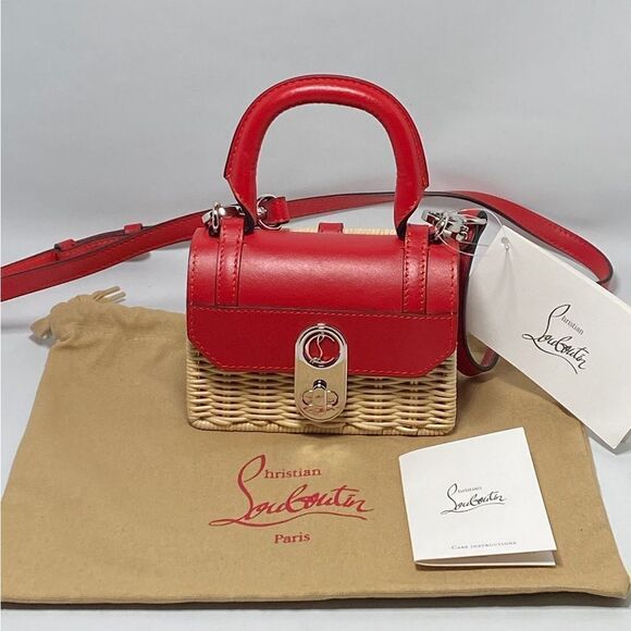Christian Louboutin Elisa Nano leather and raffia tote - Picture 1 of 16